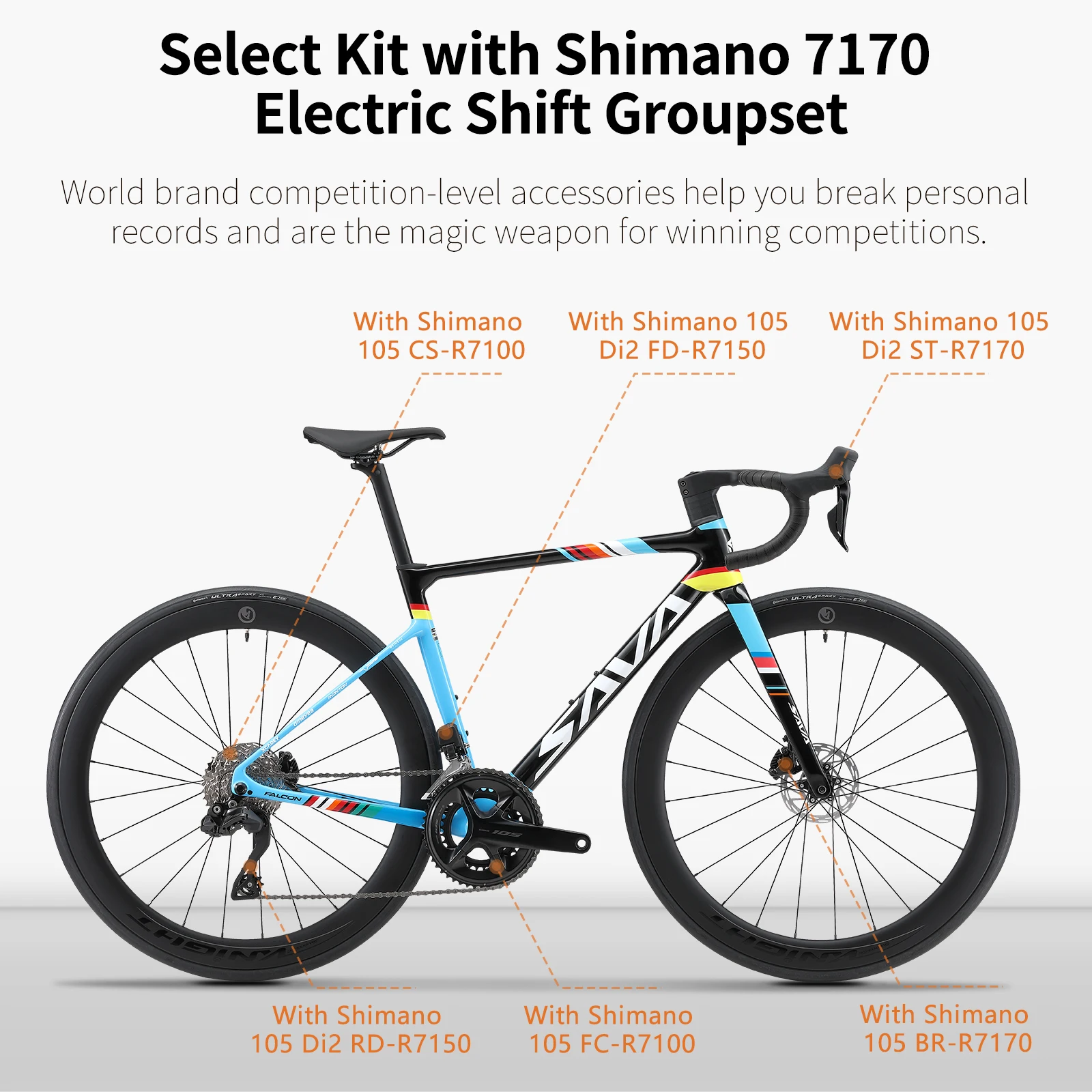 SAVA C7 Racing Team Edition Bicicleta de carretera de fibra de carbono completa con kit SHIMAN0 7170 DI2 aprobada por UCI