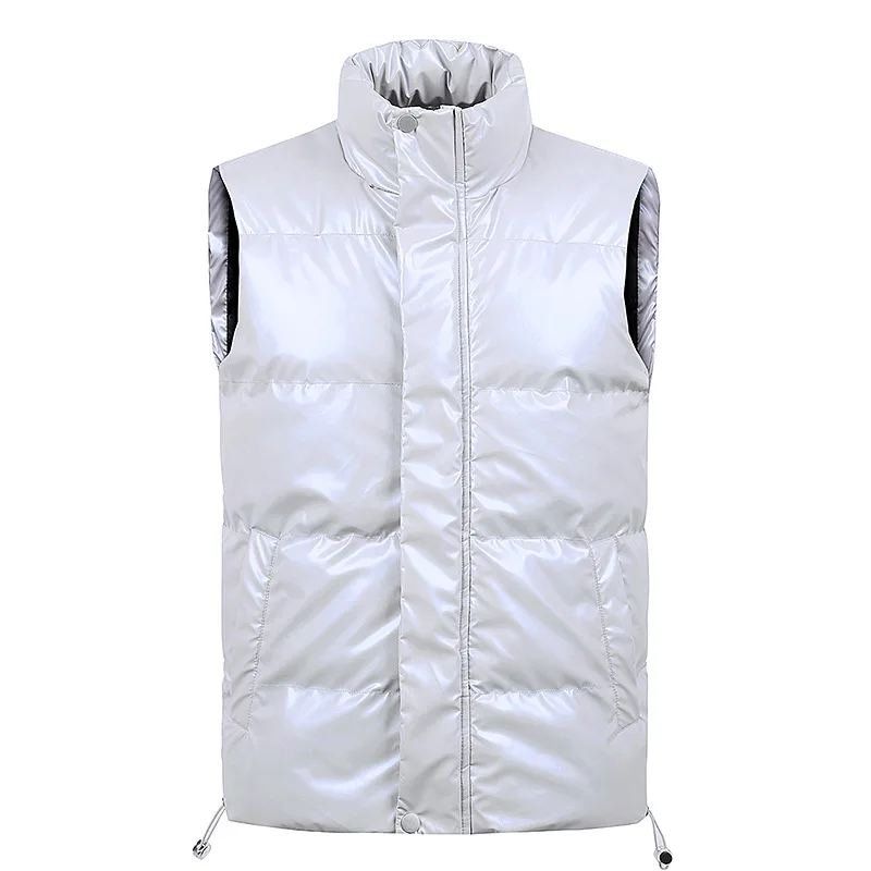 Winter Sleeveless Jacket Glossy Men Vest Parka Tactical Vest Warm Thick Brand Fashion Jacket Korean Style Waistcoat