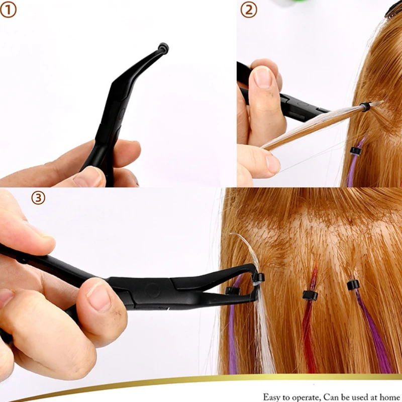 Pince d'extension de cheveux professionnelle avec deux crochets, outils de dissolvant de liaison ktGlue, micro anneaux