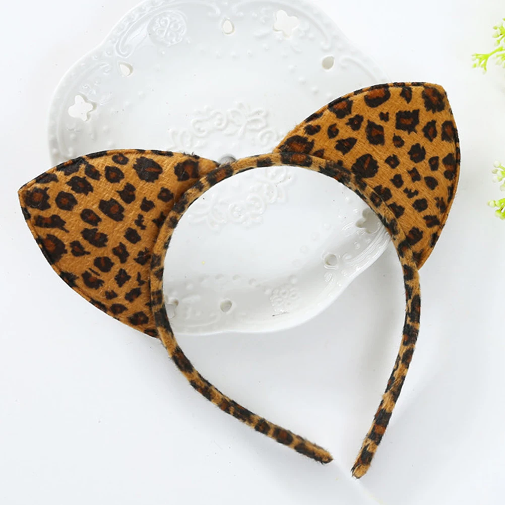 

10pcs Leopard Print Headband 14 Brown Cat Ears Lightweight Comfortable Party Cosplay Halloween Accessories Women Hair Tools