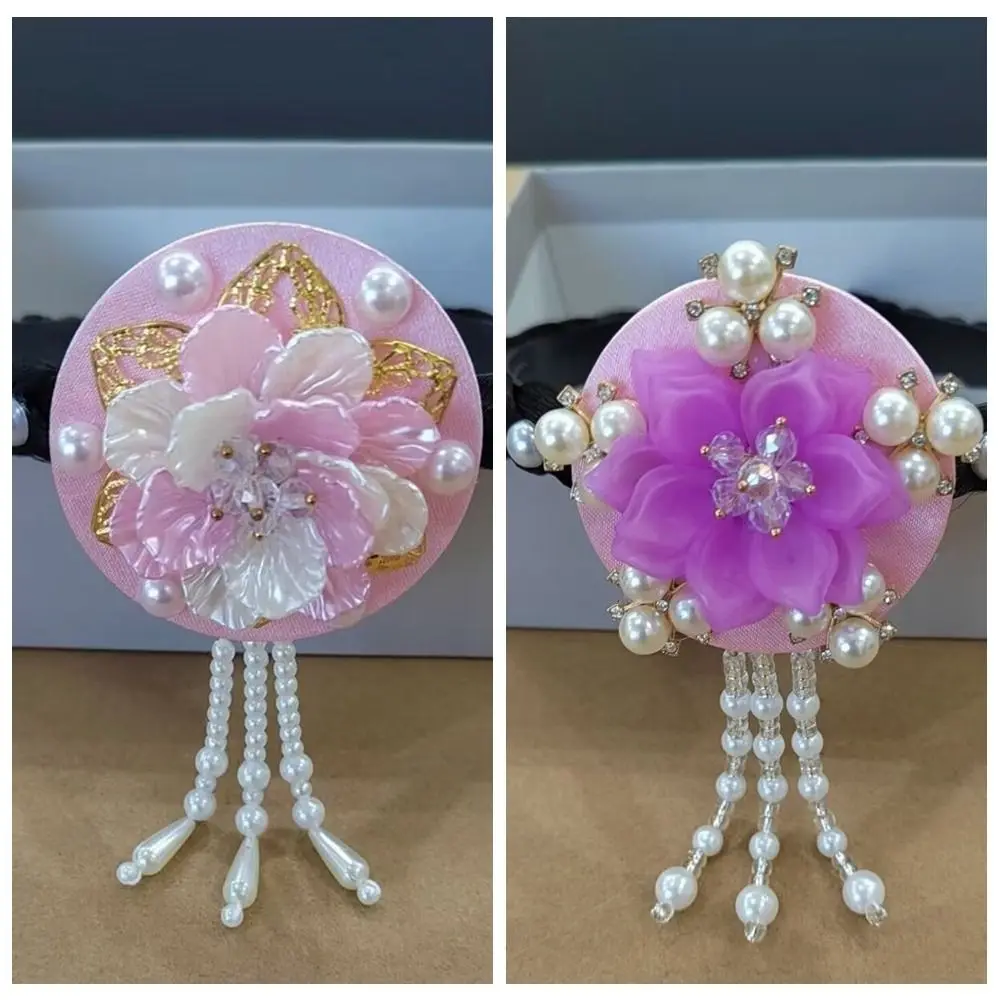 Ретро цветок корейская повязка на голову с кисточками традиционная повязка для волос ханбок головной убор жемчужный сценический обруч для волос женский