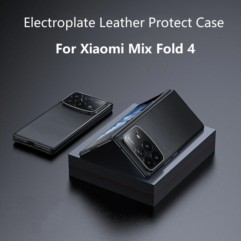 Case For Xiaomi Mix Fold 4 Case Luxury Phone Cover For Mi Fold4 5G Stylish Electroplate Leather Protection Slim Shell Bumper