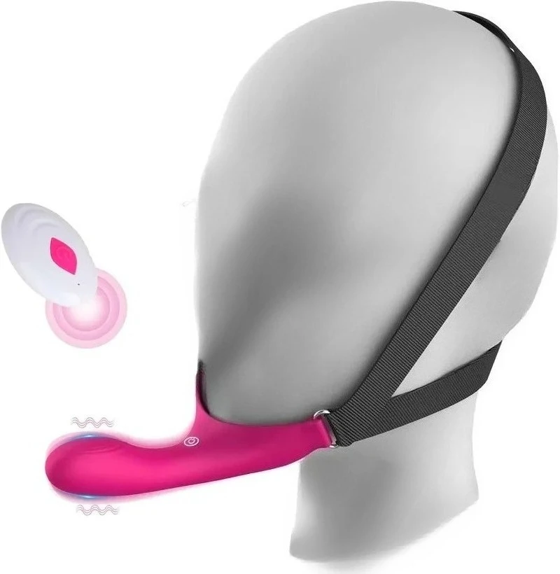Adjustable Strap-On Face Chin Harness Vibrator Dildo Wearable Headband G-Spot Anal Sex Toy for Couple Head Oral Solo Play Xxxx