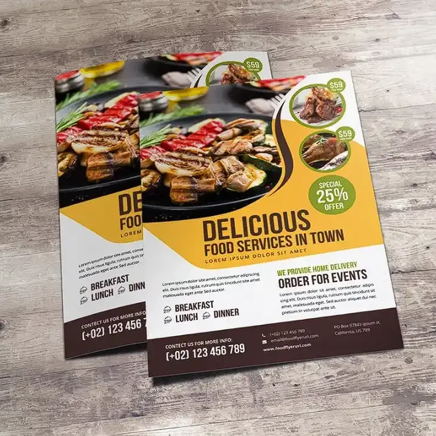 100/200pcs Custom Paper Printing Service A5 A6 Restaurant Takeaway Food Menu Flyers