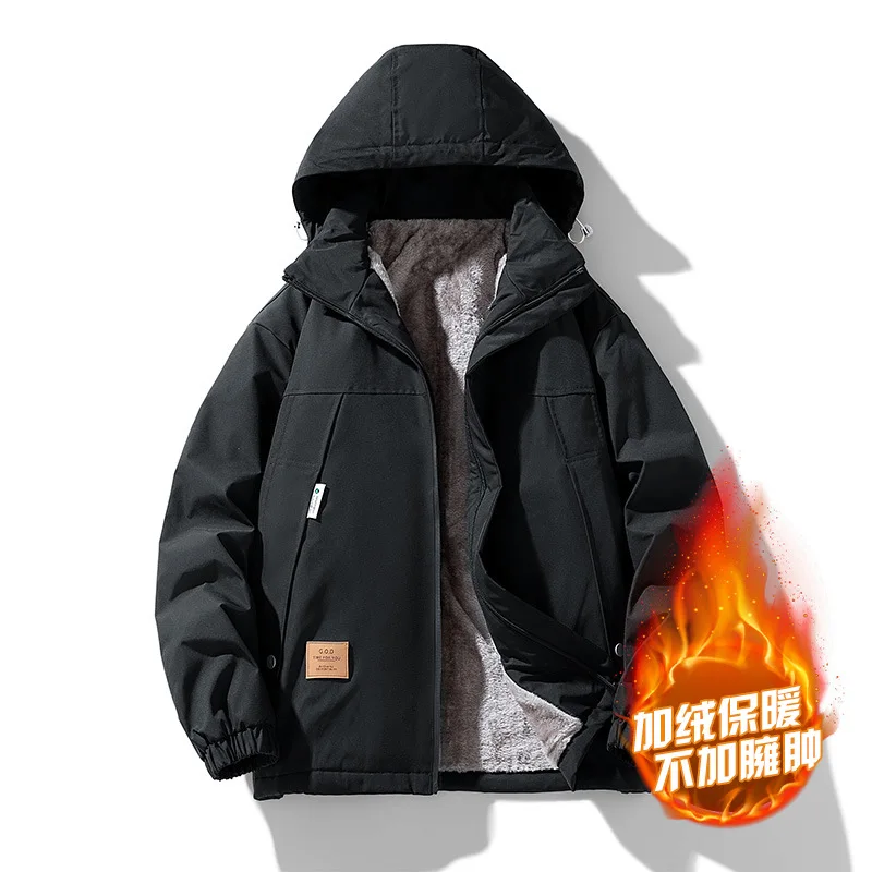 

Winter Fleece Jacket 2025 Hooded Windproof Large-Sized Elegant Fashionable Simple Coat for Young People