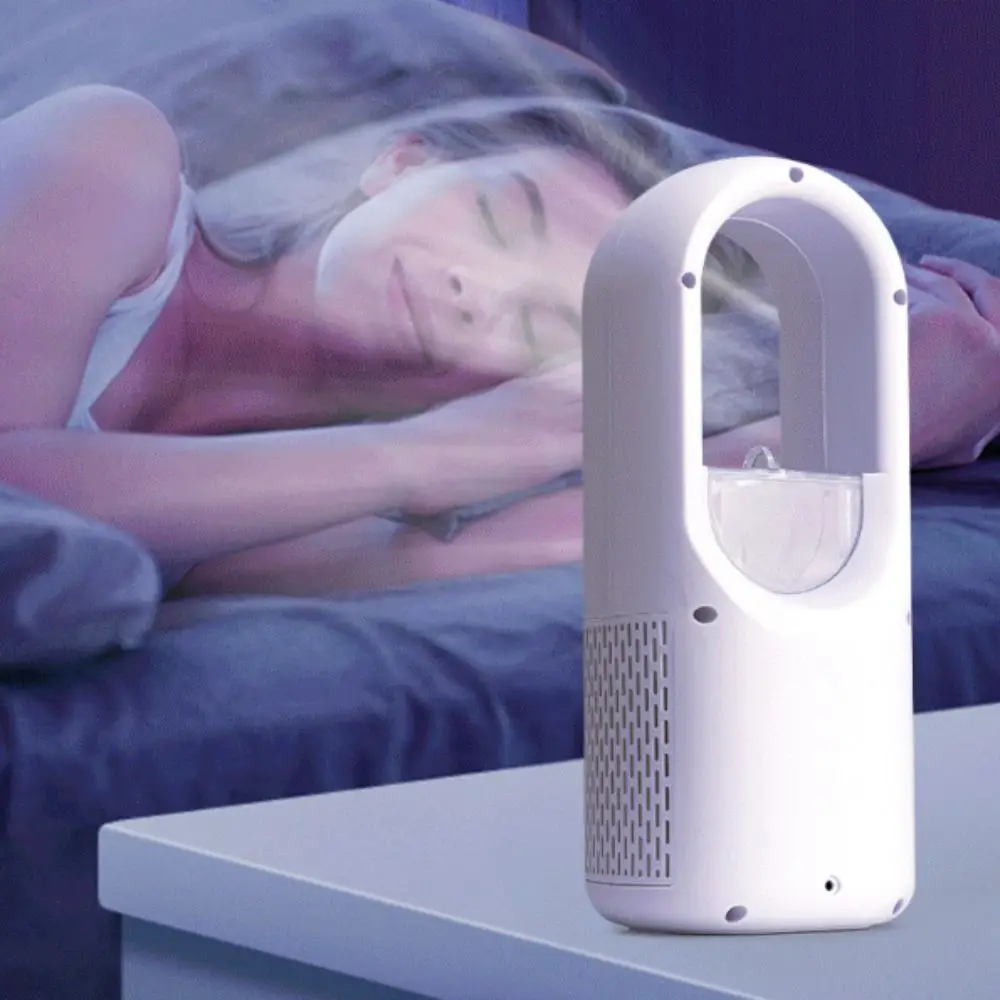 6 Speed Portable Air Cooler Bladeless Design Silent Timer USB Fan Adjustable Wind Speeds Compact Lightweight Leafless Fan