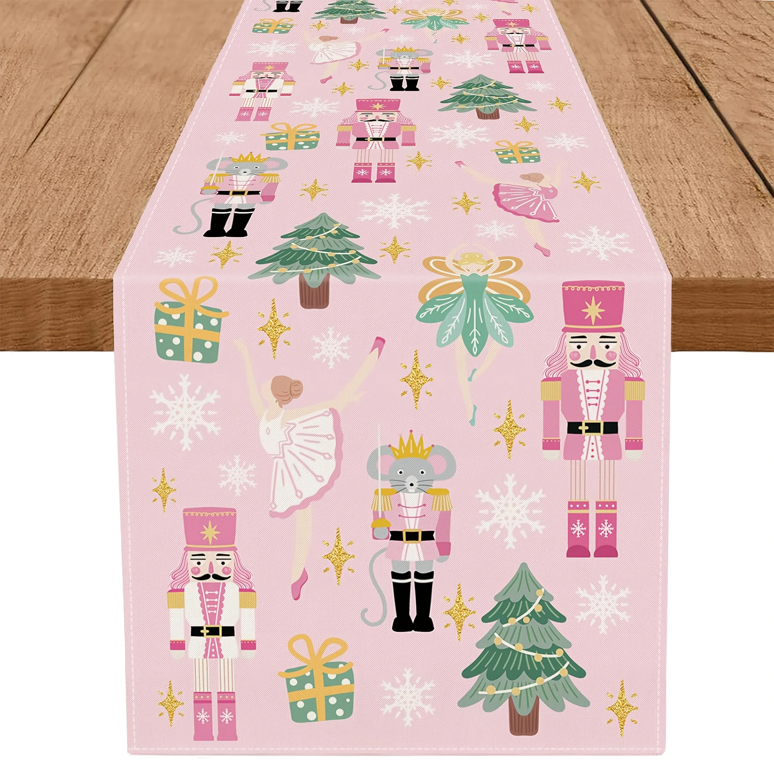 

Розовый Щелкунчик Настольная дорожка | Танцоры в стиле балерины, солдат | Рождественский праздничный декор для банкетов, свадеб и дней рождения