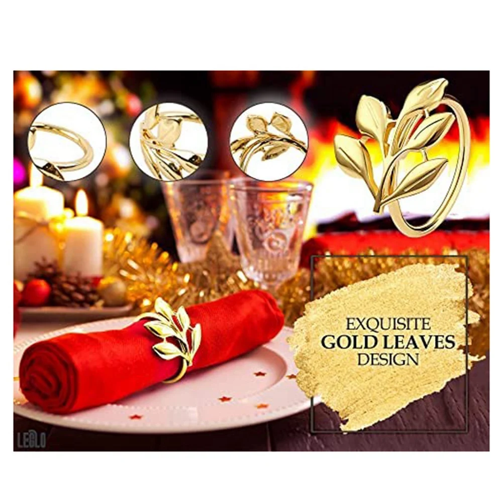 

NEW-20Pcs Leaf Napkin Rings - Napkin Ring For Table Napkins - Holiday Napkin Rings Fall Napkin Rings For Party