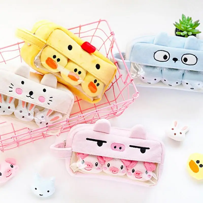 Lápis Bolsa para a Escola, Plush Papelaria Bag, Pencil Storage, Holder Bag, Material Escolar, Papelaria Box para Bússolas Marcadores