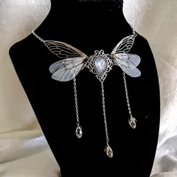 Enchanted Faerie Queen Necklace wing Charm goth aesthetic fashion necklaces y2k summer 2022 jewelry