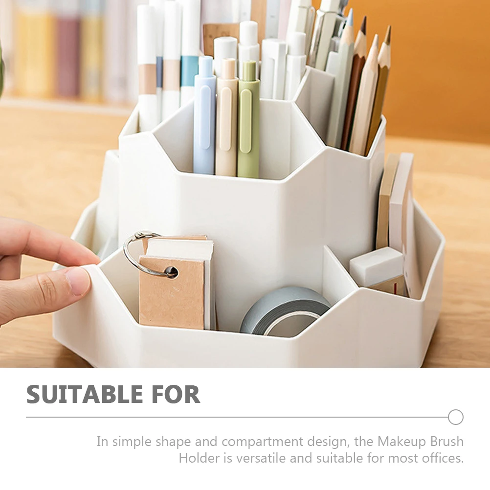 

Rotating Pen Holder Large Capacity Makeup Brush Organizer Desktop Stationery Container Smooth Plastic Cup Office Home