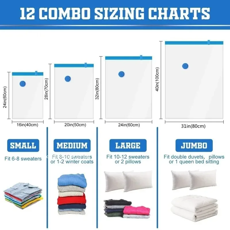 5/10PCS Vacuum Storage Bags - Space Saving for Clothes & Bedding, Vacuum Seal Packets, Folding Compressed Organizer Bags gallery 3