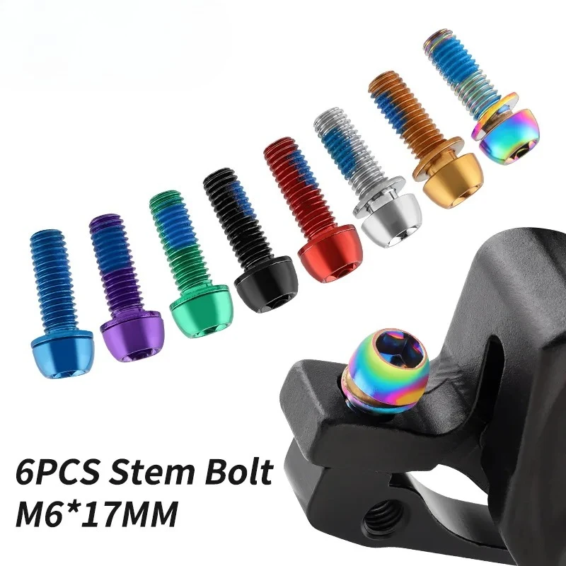 

6 шт., болты Torx для ротора дискового тормоза велосипеда M6x17 мм, крепежные винты для шоссейного велосипеда из нержавеющей стали, красочные аксессуары для велоспорта, часть MTB