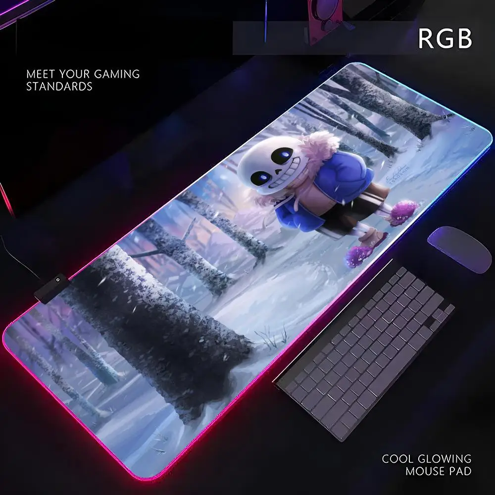 

Undertale Sans Frisk Mouse Pad RGB Gamer LED Light Mouse Mat Peripherals Mousepad Computer Desk Mat XL Mice Keyboard Carpet