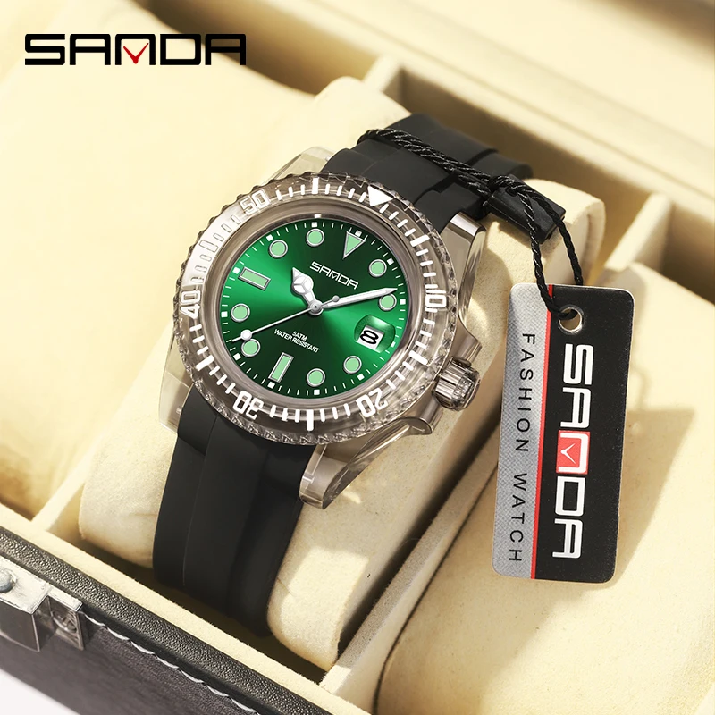 

SANDA New Quartz Watch Casual Fashion Womens Watches Simple Calendar Display 30M Waterproof Silicone Strap Luminous Clock 9007