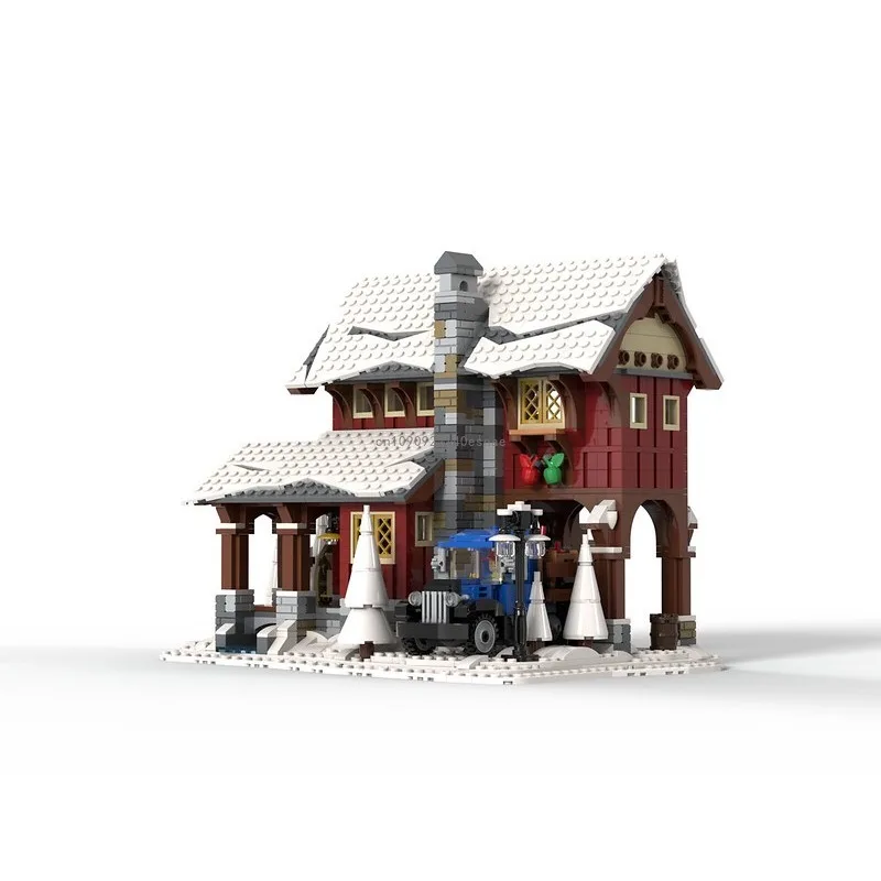 New 1487Pcs Modular Winter Village Cider Mill Moc Building Blocks Bricks Assembly Toys Kids Birthday Christmas Gifts