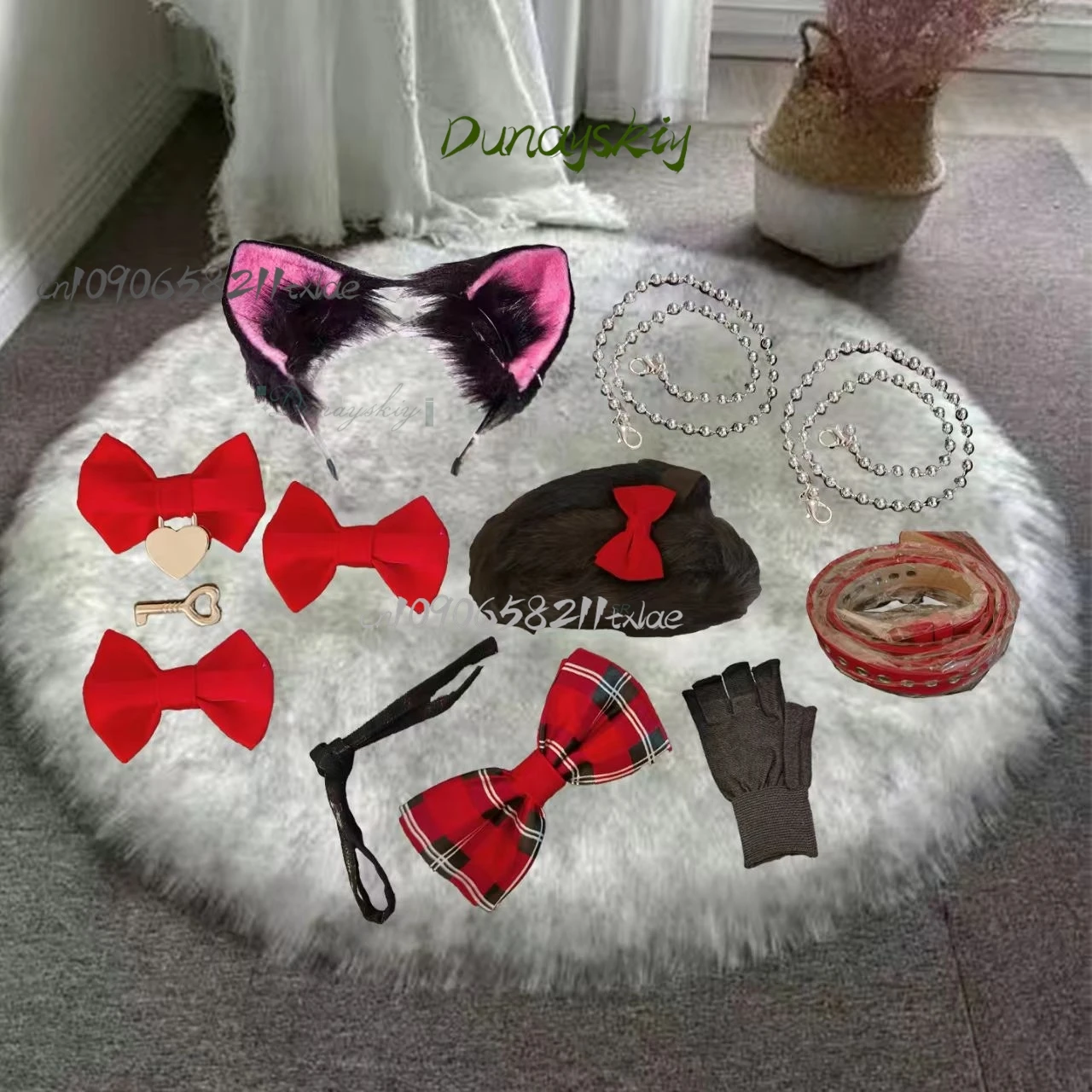CCCC القط الفرقة تأثيري حلي الأسود آذان القط الذيل تنورة صغيرة المحاصيل الأعلى الملحقات مجموعة كاملة مثير فستان لطيف النساء حفلة الهالوين