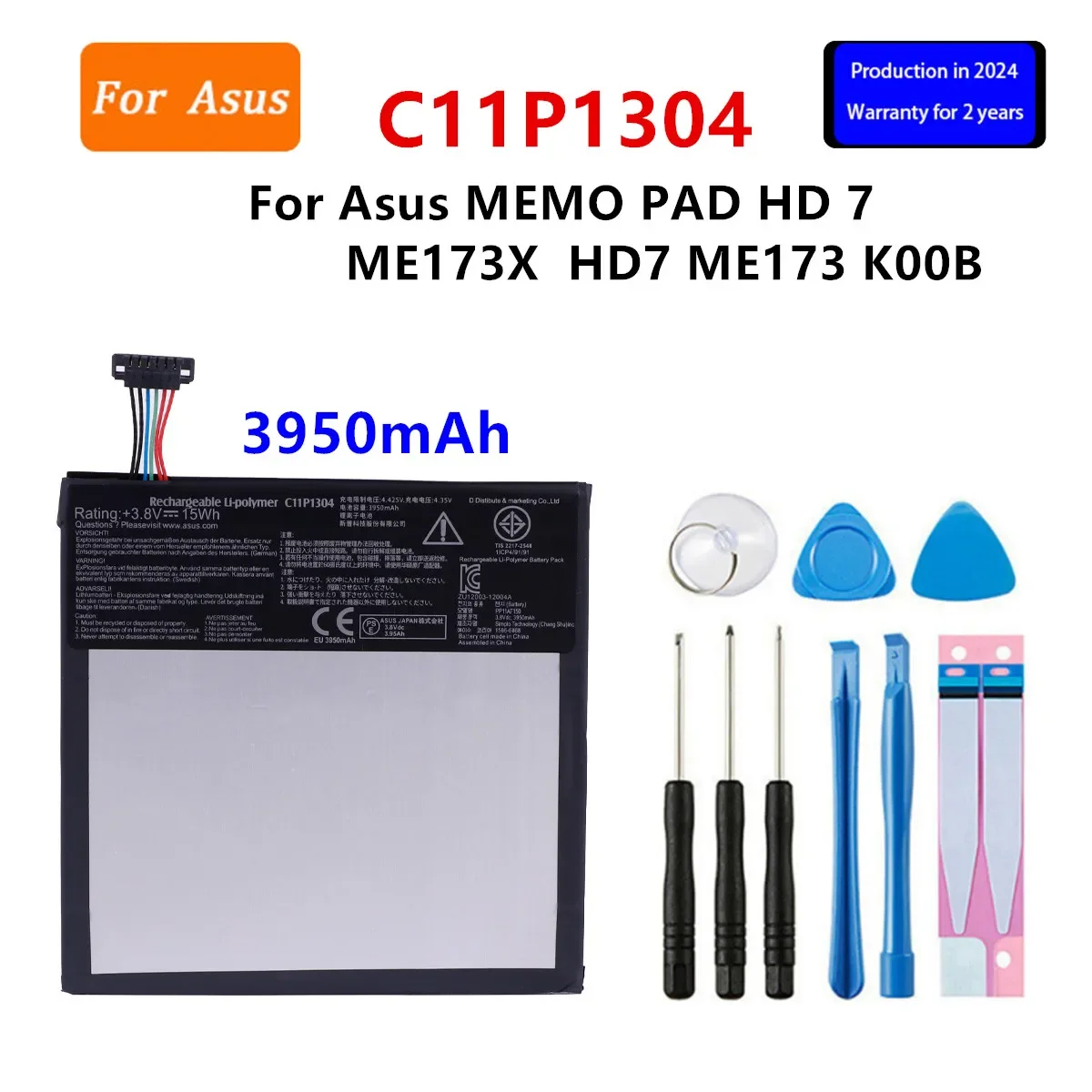 Brand New Battery C11P1304 3950mAh  For ASUS MEMO PAD HD 7 ME173X K00U K00B HD7 Tablets Battery+Tools