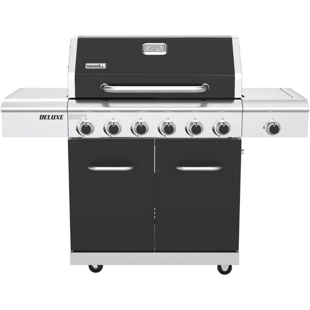 

Nexgrill Deluxe 6-Burner Dual Fuel Gas Grill with Searing Side Burner, Griddle Insert, Stainless Steel Construction, 60,000 BTU