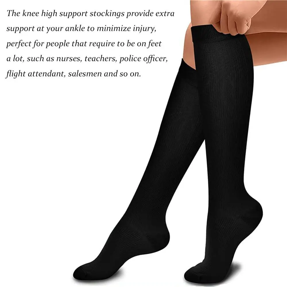 Unisex Compression Socks Flight Travel Anti-Fatigue Knee High Stockings Blood Circulation Promotion Slimming Socks