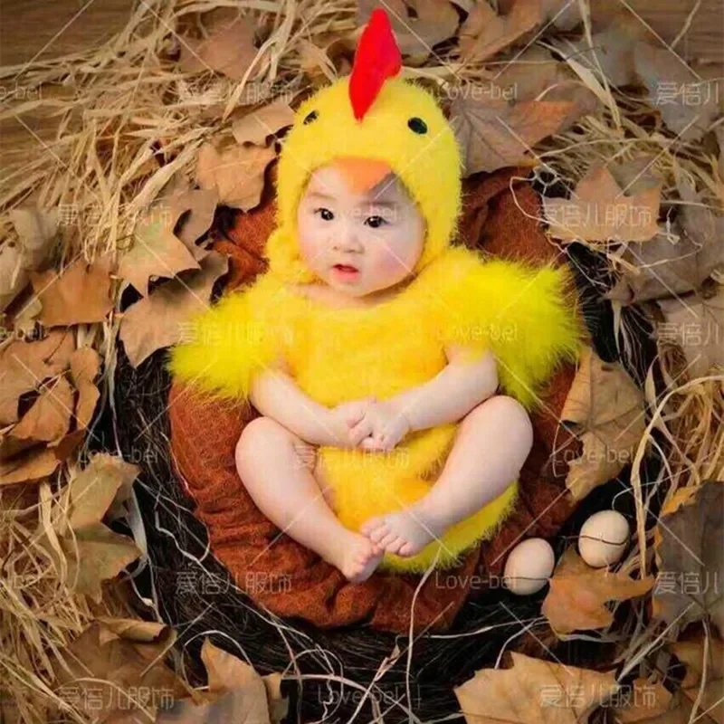 Baby 100 Days Old Photography Clothing Chicken Theme Props Costume Children Studio Creative Art Photo Shooting Wear Outfits