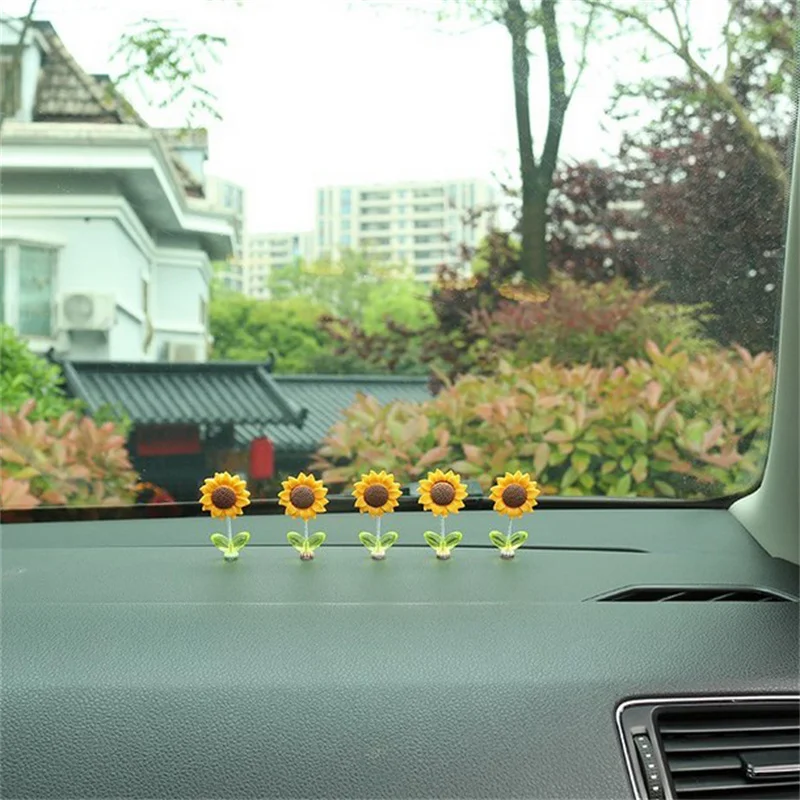 Car Ornaments NEW 5pcs Cute Sunflower Design Car Dashboard Car Window Edge Decoration Car Interior Decoration Accessories