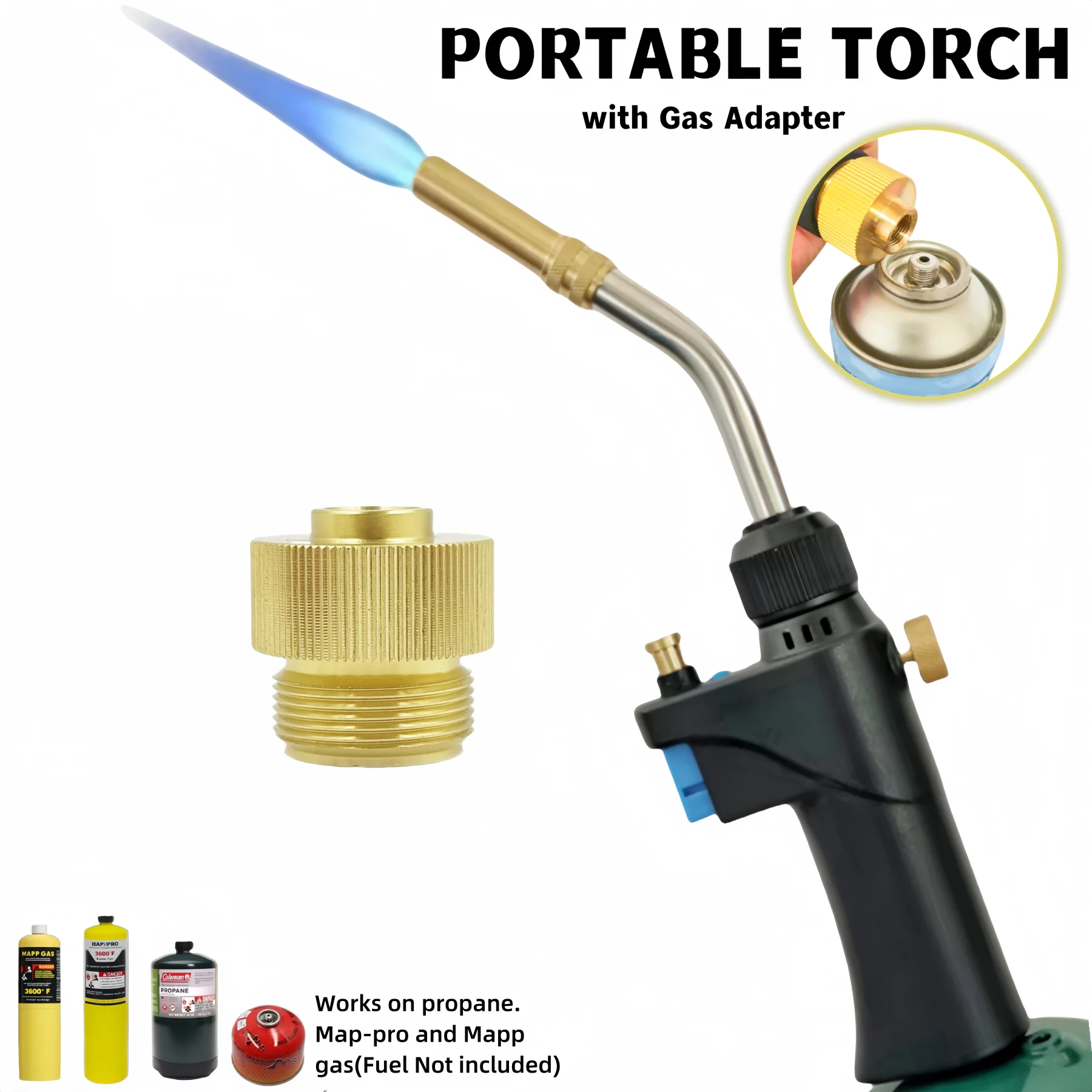 Propane Torch Head,Welding Torch,Mapp Torch,Welding Burner, GasTorch with Adapter Connected To Isobutane for Brazing,BBQ,Welding