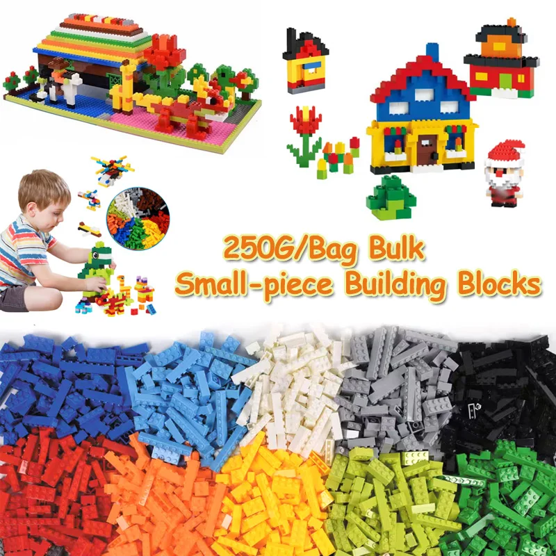 

Classic DIY Colorful Building Blocks Bulk Set 250g Plain Multicolor Assembly Creative Educational Toy Bricks Parts Gift For Kids