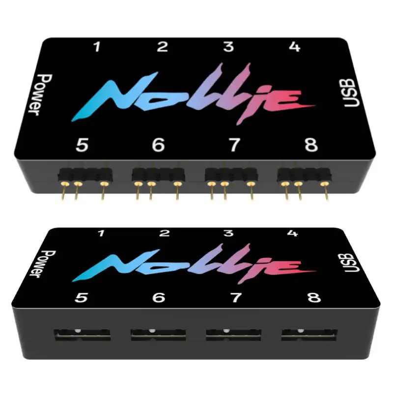 5V 3PIN ARGB Controller 8 Way Addressable ARGB Splitter Nollie SignalRGB OpenRGB for Computer PC Case Cooling Fans Light Strip