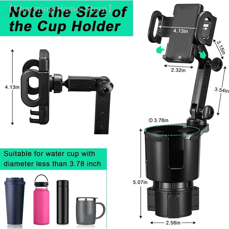 【M】Adjustable Universal Car Cup Holders Drink Holder Expander Adapter With Phone Holder, Storage Box Tray, Car Accessories
