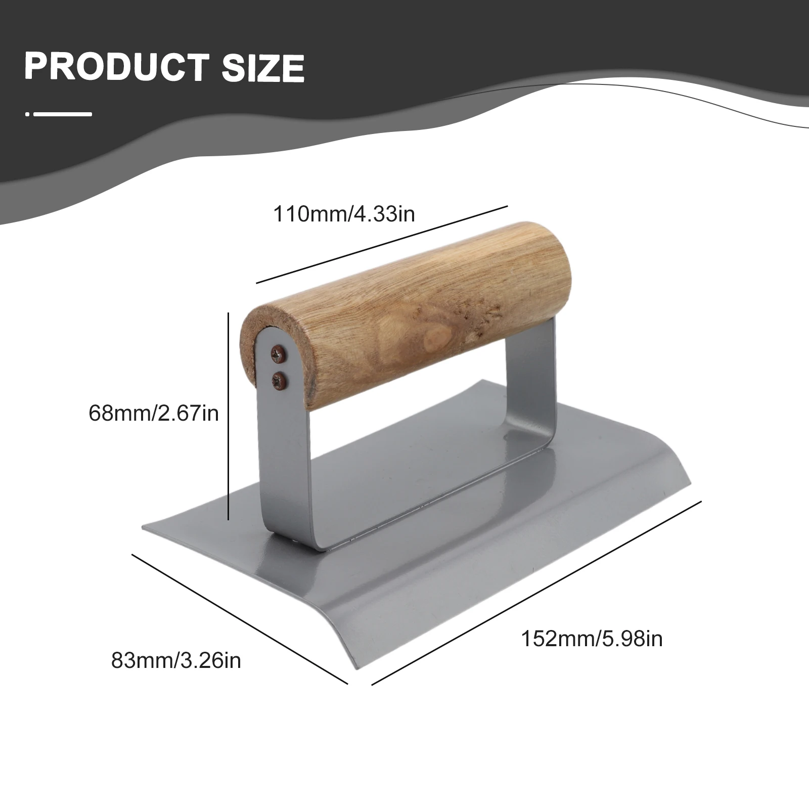 

A 152*83*110*68 Mm Stainless Steel Trowel Concrete Trimming Trowel Ergonomic Design Precise Control Slide Slot Slicer