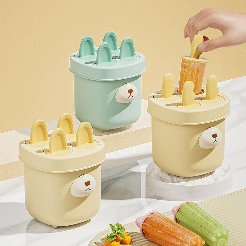 New Cartoon Ice Cream Popsicle Mold Food Grade Easy Release Household Ice Lolly Mold for DIY Homemade Ice Pops