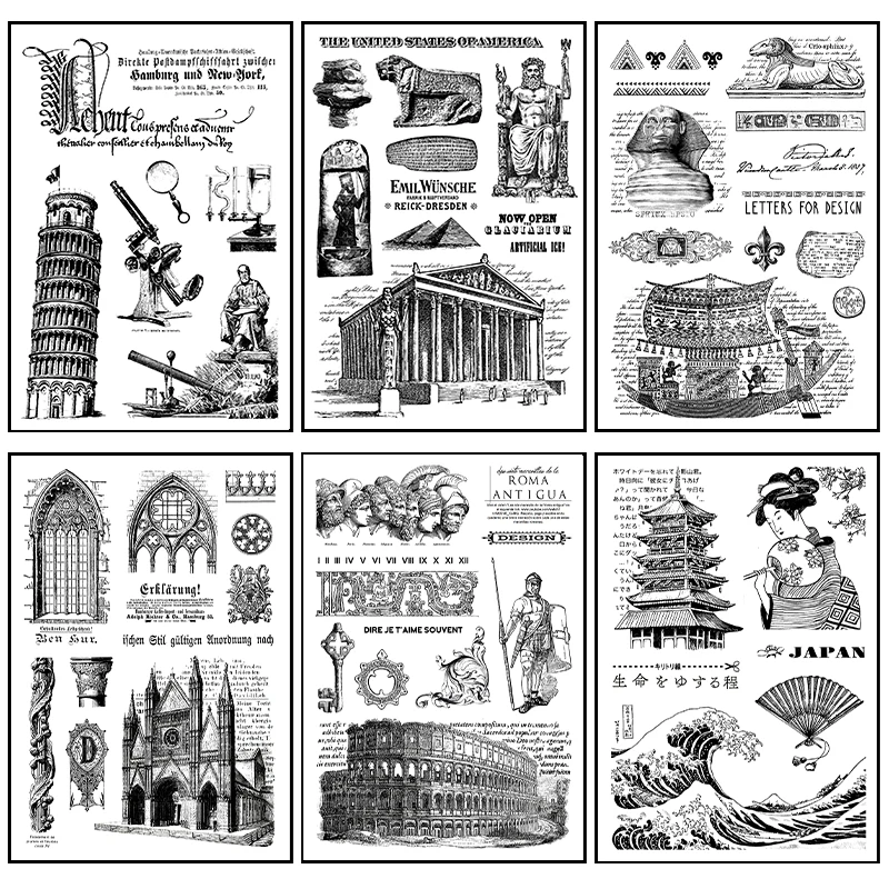 Famous World Architecture Transparent Rubber Stamps Vintage Scrapbooking Silicone Clear Stamp Decoration Card Making Supplies