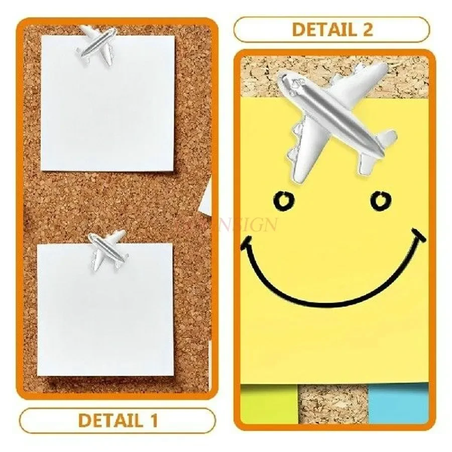 30Pcs Cork Board Aircraft Pushpin Map Nails Metal Notes