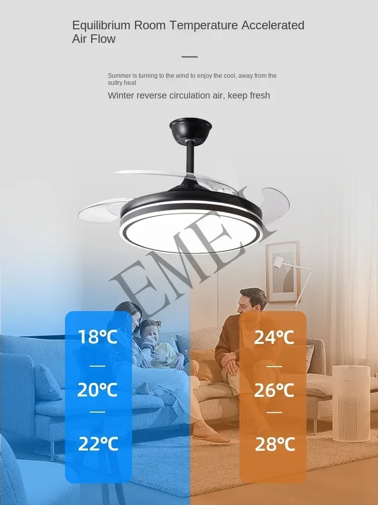 Lamps Invisible fan light Large wind intelligent frequency conversion ceiling fan light Household dining room bedroom fan light