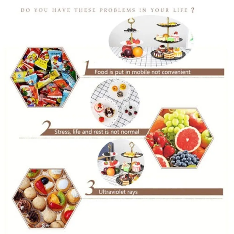

Three Layer Cake Stand Fruit Dessert Rack Storage Tray Party Serving Platter Kitchen Home Decoration Supplies White