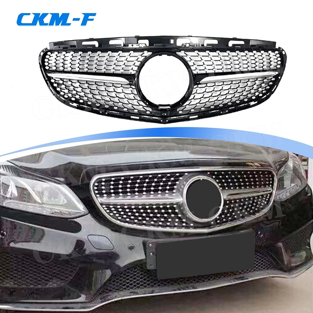 

ABS Black Silver Front Bumper Mesh Grill Grille for Mercedes Benz E Class W212 W213 C238 E200 E250 E300 E320 E350 For AMG 14-19