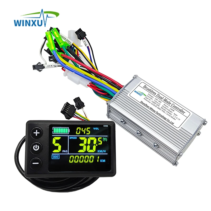 

24V 36V 48V 250W 350W E-bike Brushless Motor Universal Controller S866 Colour LCD Display Kit for Electric Mountain Bike Scooter