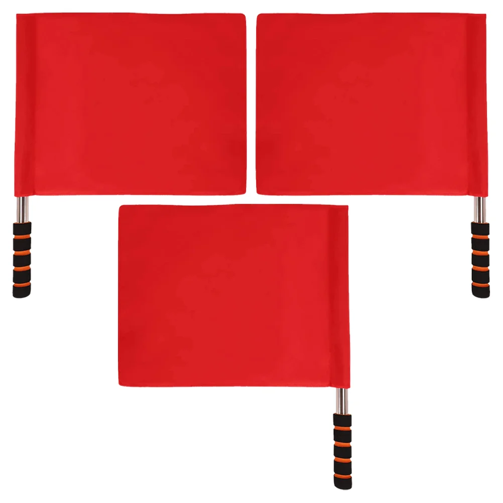 Bandera de árbitro de 3 piezas, equipo deportivo, señal de juego, banderas de mano que agitan, Partido de seguridad, carreras, Fútbol rojo