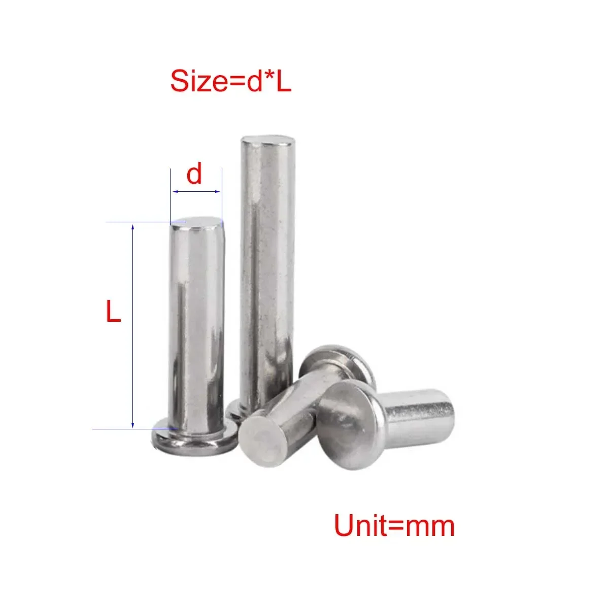 

304 Stainless Steel Flat Head Solid Rivet/M2M3M4M5M6M8