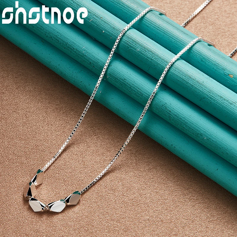 

SHSTONE 925 Sterling Silver Geometric Bead Chain Necklace For Women Fashion Party Engagement Wedding Birthday Charm Jewelry Gift