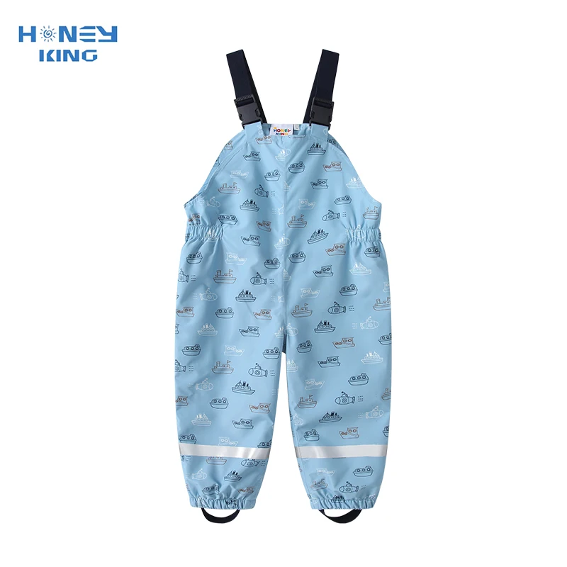 HONEYKING Children Waterproof Rain Pants Baby Jumpsuits Boys Girls Overalls Pants Fashion Kids Overalls