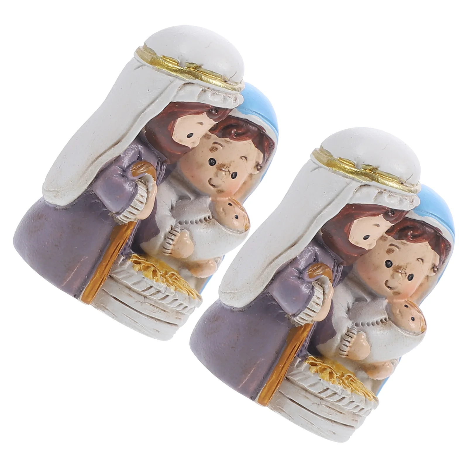 

2 Pcs Religious Scene Ornaments Brim Freestanding Door Para Hat Shaper Mini Figurines Statue