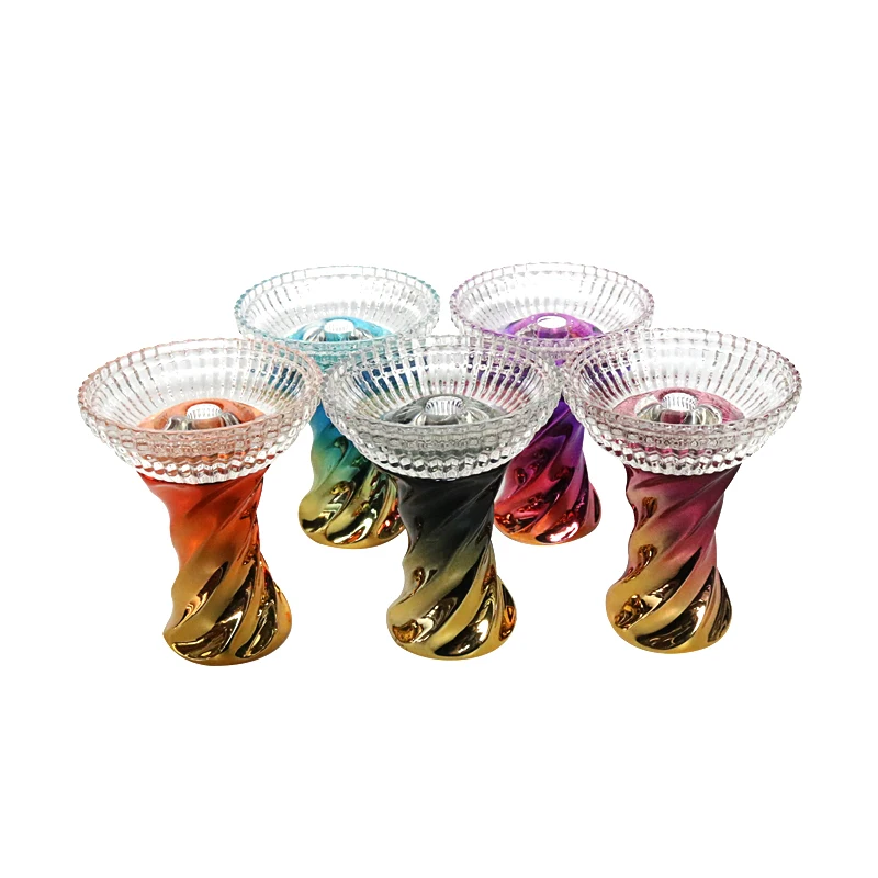 1PC Crystal Bowl Narguile Chicha Cachimbas Phunnel Colorful Bowl Tobacco Single Hole Shisha Smoking Accessories Gadget Tools