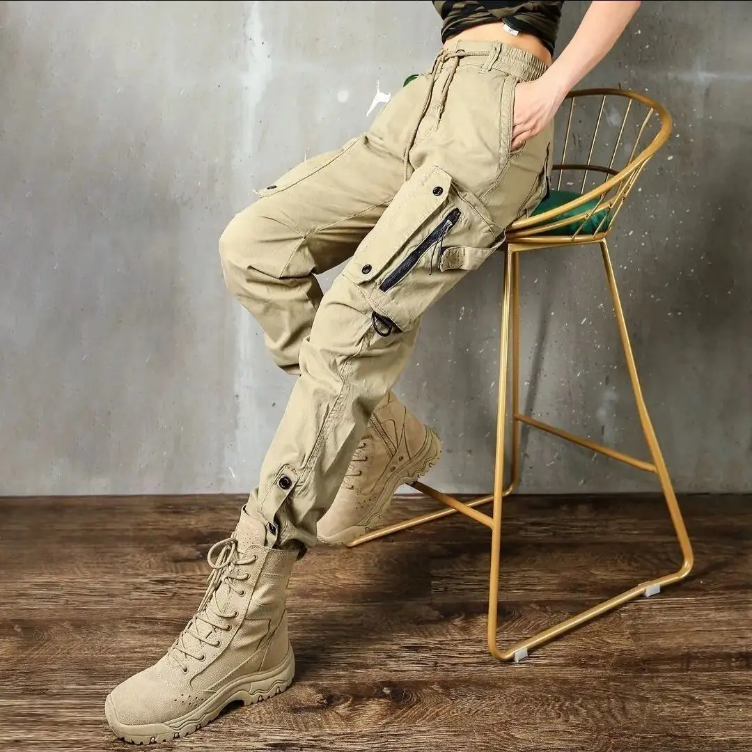 

Autumn Cargo Trousers Man Harem Tactical Cargo Pants for Men High Quality Outdoor Hip Hop Work Stacked Slacks D121