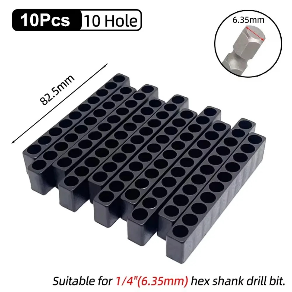 New 6/10/8/12 Holes Screwdriver Bit Holder Plastic Hex Shank Drill Bit Stand Black Screwdriver Head Storage