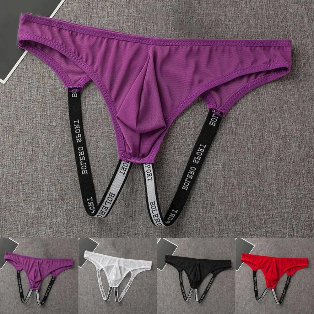 1pc Sexy Men's Mesh Panties Breathable Lingerie Underwear Open Rear Jockstrap Pouch Briefs Thong See Through Man G-strings image 5