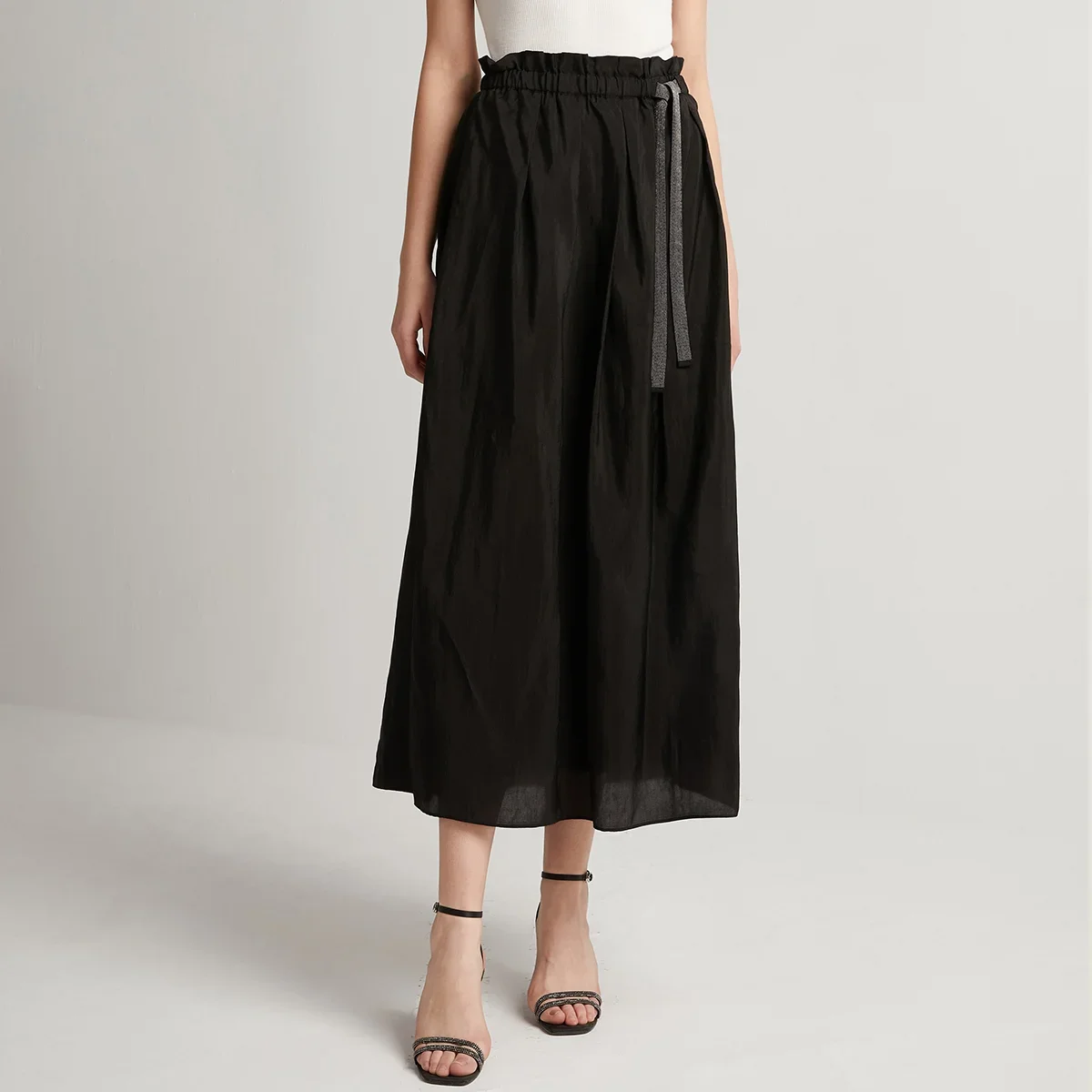 

Pop K1137W Роскошные однотонные элегантные юбки нестандартной формы с поясом для женщин, юбка с высокой талией, длинные юбки для женщин