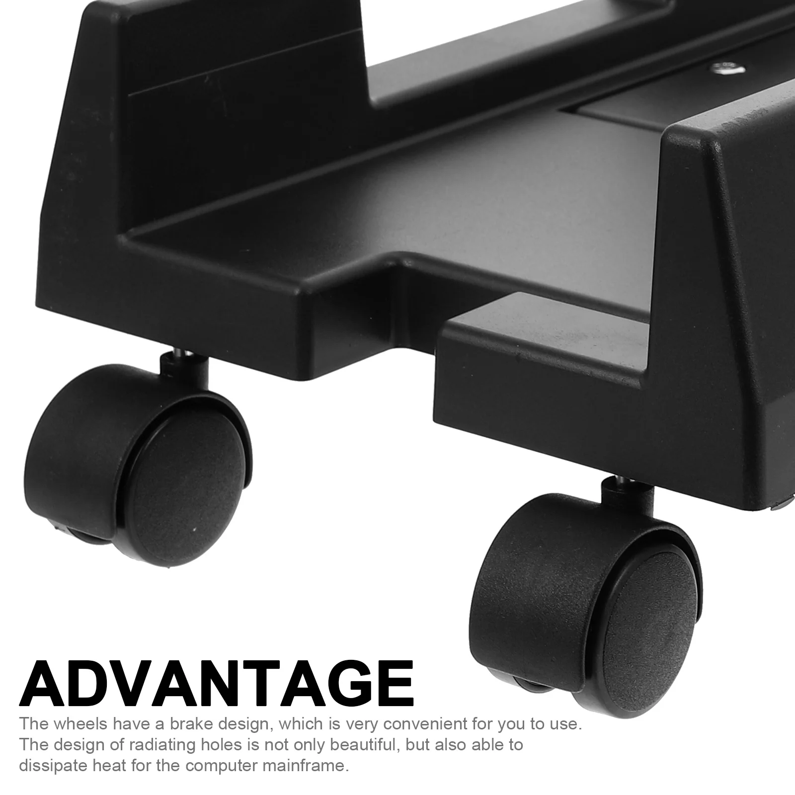 

Mobile Computer Tower Stand With Wheels Heat Dissipation Design Rounded Corner Cpu Holder For Desktop Pc Movable Host Rack