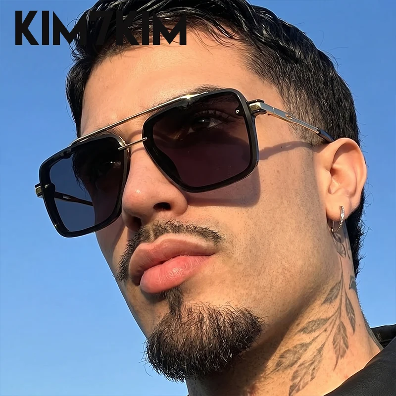 

Square Punk Double Bridge Sunglasses Men 2026 Luxury Brand Designer Oversized Metal Frame Sun Glasses Retro Outdoor Eyewear